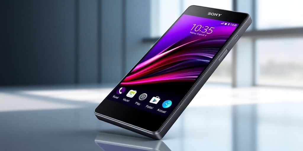 Sony Xperia 3 Plus smartphone on a stylish background.