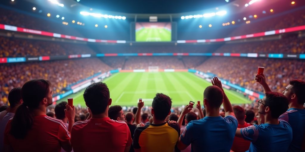 Fans enjoying live sports in a vibrant setting.